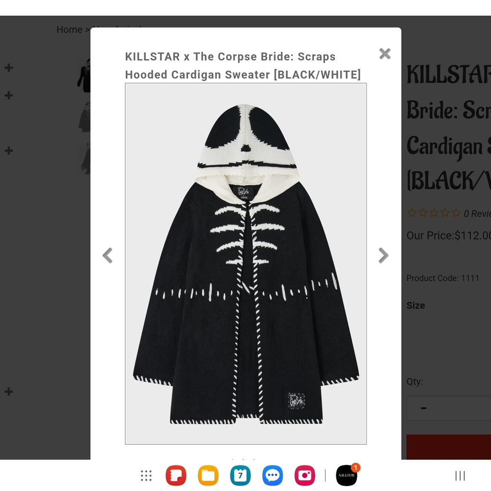 Killstar Black and White Skeleton Cardigan - Picture 4 of 7